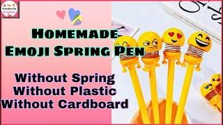 DIY emoji Spring Pen without spring/Homemade emoji Spring Pen/emoji spring pen/Emoji pen diy