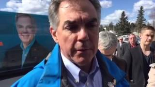 Jim Prentice media scrum in Edson