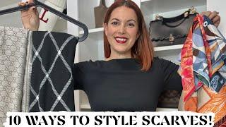 HOW TO STYLE A SCARF  10 DIFFERENT SCARF STYLES from twilly to a blanket scarf!