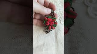 Red flower necklace pendant *Etsy*