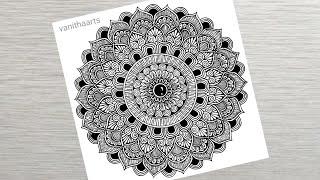 How to draw a Mandala Art for Beginners Step-by-Step Tutorial | Easy Mandala Drawing | #vanithaarts