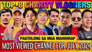 TOP-8 MOST VIEWED CHARITY VLOGGERS FOR JULY 2024 | PB & RAB NANGUNGUNA PA RIN