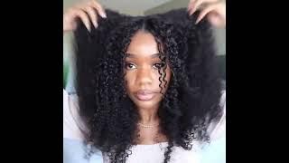 UNice Vpart Kinky Curly wig Beginner Friendly Glueless Human Hair No Leave Out