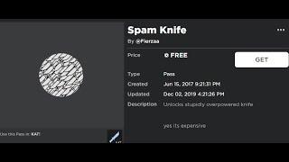 How to get the Spam Knife for FREE NO CLICKBAIT (Roblox-Kat)