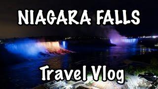 NIAGARA FALLS TRAVEL VLOG | Hotel Room Tour and The Falls at Night