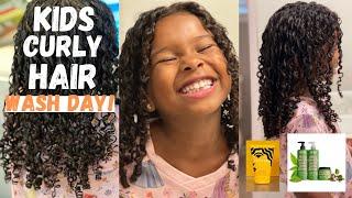 Kids CURLY Hair Wash Day Routine!