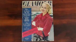 Glamour December 1956 How Marilyn Monroe took London | ASMR Magazine Flip Through