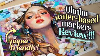 Ohuhu Water-Based (Paper-friendly) Marker Review! + Painting Process!