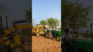 John Deere Tractor Trolley and Jcb #shorts #tractor #jcb