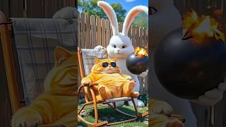 Rabbit bombs cat then tricks duck but panther takes revenge  #ai #cat #rabbit #panther #shorts