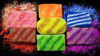 ASMR soap. Set of soap cubes. Striped crunch.