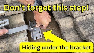Installing Solar panel roof tile mounting bracket hooks on tile roof (Installing Roof Hooks)