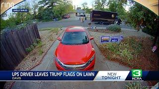 Davis woman raises concerns after UPS worker put political signs in her yard