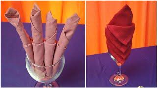 2 SIMPLE LAY & FOUR FINGERS DESIGN NAPKIN FOLDING