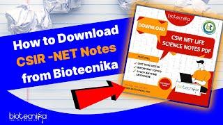 How To Download FREE CSIR NET Life Science Notes PDF From Biotecnika?