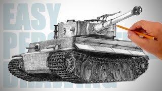 How to draw a tank - Easy Perspective Drawing 10