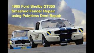 Ford 1965 Shelby GT350 fender repaired without repainting.  Paintless dent repair by DentExperts