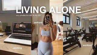 LIVING ALONE (the diaries): productive day in my life, working out & self care