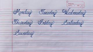 Days Of The Week Name Writing In Four Line/How To Write Days Name In Four Line.