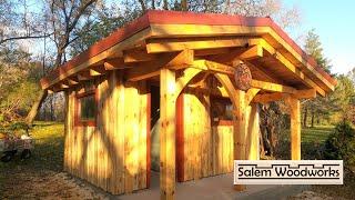 Wood-fired Timberframe Sauna - Putting up the siding, installing the wood stove and firing it up!