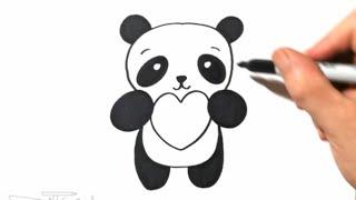 How to Draw a Cute Panda Holding a Heart | Step by Step Drawing