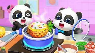 Little Panda's Cooking Party - Help Kiki and Miumiu to Make Sweet Pineapple Rice - Babybus Games