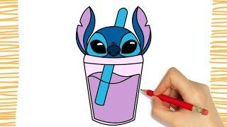 How to Draw STITCH'S CUP DRINK I CUTE I Easy I Step by Step