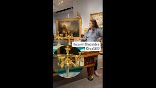 Art Nouveau Bronze and Crystal Candelabra by Baccarat