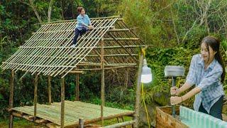 30 Days The girl builds a complete wooden house. Alone Living off the grid | Free Bushcraft