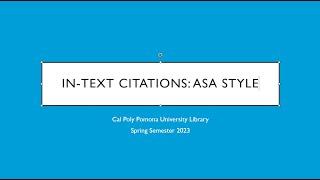 In-text Citations: ASA Style