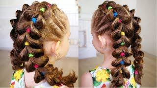 Bright braids! Hairstyle for girl. Pull Through Braid Tutorial!