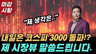 내일은 과연 코스피 3000 돌파 할까? 제 시장 뷰  솔직하게 말씀드립니다.