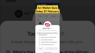 Ari wallet daily quiz 27 February | Ari wallet daily quiz today Answer | Arichain Quiz complete 