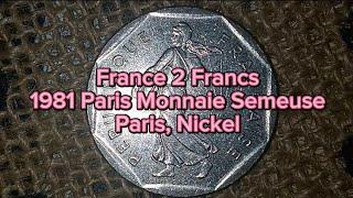 France 2 Francs 1981 Paris Monnaie, Semeuse, Paris, Nickel فرنكين فرنسي