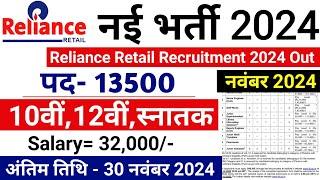 Reliance Retail Recruitment 2024 | Reliance Job Vacancy 2025 | Govt Jobs Nov 2024 | Work From Home