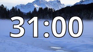 31 Minute Timer | Snowy Mountains | NO Music