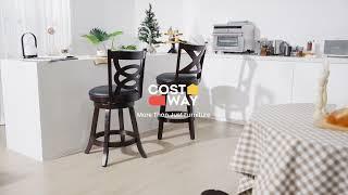 Costway 24 Inch Counter Height Upholstered Swivel Bar Stool with Cushion Seat