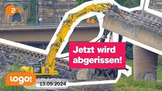 Dresden: Deshalb muss der Abriss der Carolabrücke schnell gehen | logo! Nachrichten vom 13.09.2024