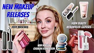 FULL FACE OF NEW MAKEUP | huda beauty #fauxfiller glosses, refy lash sculpt & more!