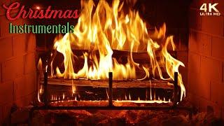  Cheerful Instrumental Christmas Music Fireplace  4K Cozy Christmas Fireplace Ambience