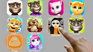 Talking Tom,Talking Angela,Talking Ginger,Talking Ben,Sprunki Incredibox Squid Game,Pou,My Tom