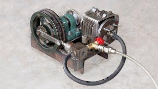 Making a Simple Compressed Air Engine using Air Compressor - DIY Machine Idea