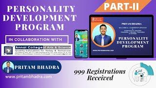 HOW TO DEVELOP YOUR PERSONALITY?| PART- II | TRAINING By PRITAM BHADRA |SPEAKER & CORPORATE TRAINER