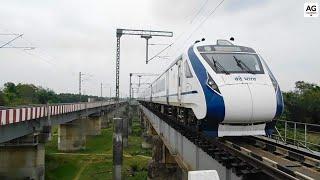 Bengal's First Vande Bharat rumbling through Scenic Kopai River bridge & Rural Bengal | HWH - NJP