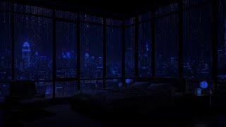 Rain Sounds in the Dark Bedroom: Cityscape Ambiance and Relaxation ️