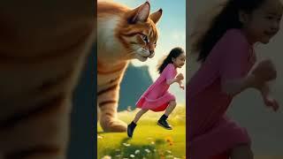 niña juega con gato al fútbol #pequeños #cat #animation #viralvideo #shorts