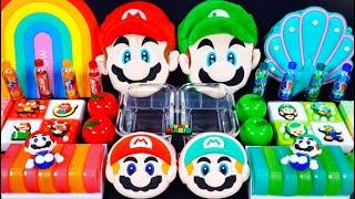 "Mario VS Luigi" Slime. Mixing Makeup into clear slime! ASMR #satisfying #슬라임 #supermario (501)