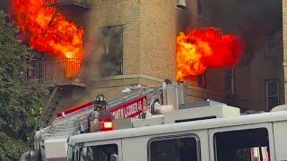 FDNY - Early Arrival + Audio - Bronx 2nd Alarm Box 3365 - Heavy Fire on the 3rd Floor - 10/8/24