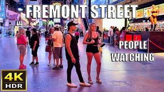 Fremont Street Las Vegas Hot Summer Night People Watching