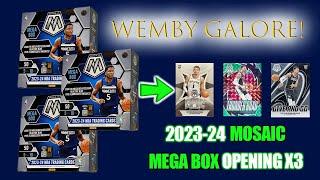 On FIRE with BACK to BACK to BACK Wemby HITS - 2023-24 Mosaic MEGA Box Opening x3 + GIVEAWAY